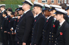 Hull Trinity House Students stood at attention.